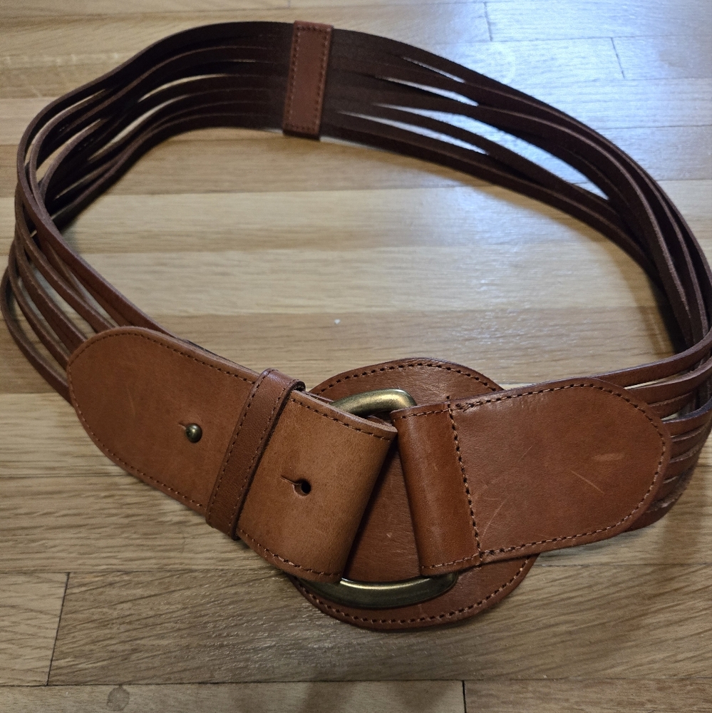 Banana Republic Brown Leather Belt with Gold Buckle
